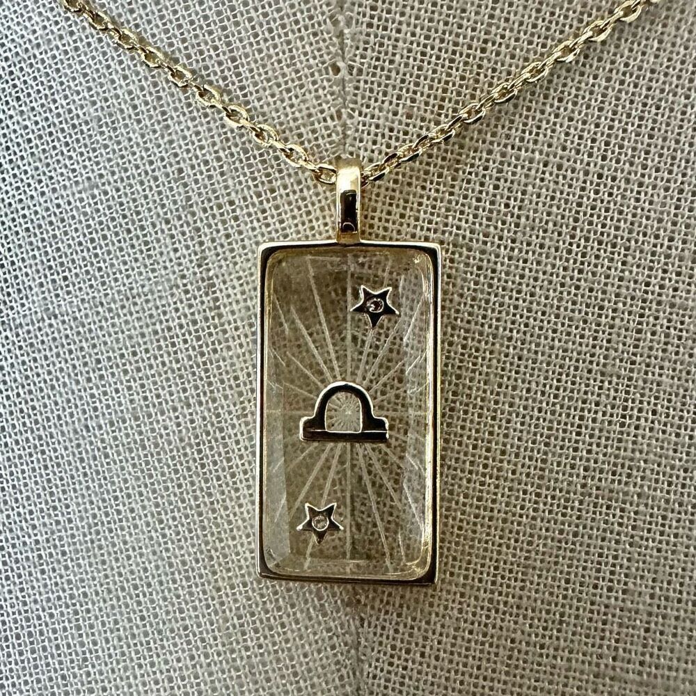 14k Gold Plated  Libra Zodiac Sign pendant Necklace